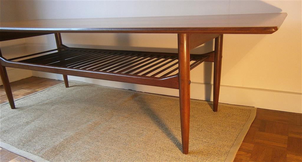 A teak Kofod Larsen for G plan large coffee table, width 160cm, depth 58cm, height 46cm